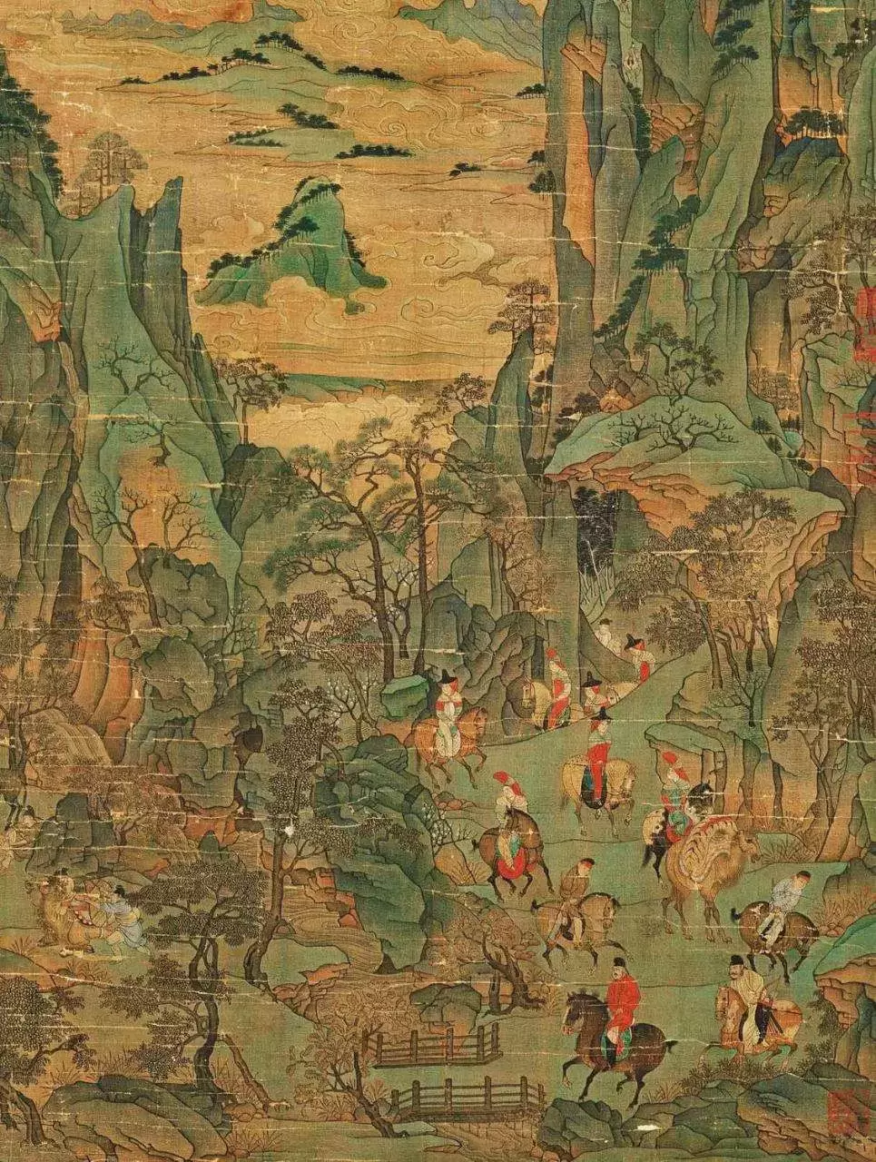 中国名画明皇幸蜀图作品赏析：山水本身意境成为画面的主要用意
