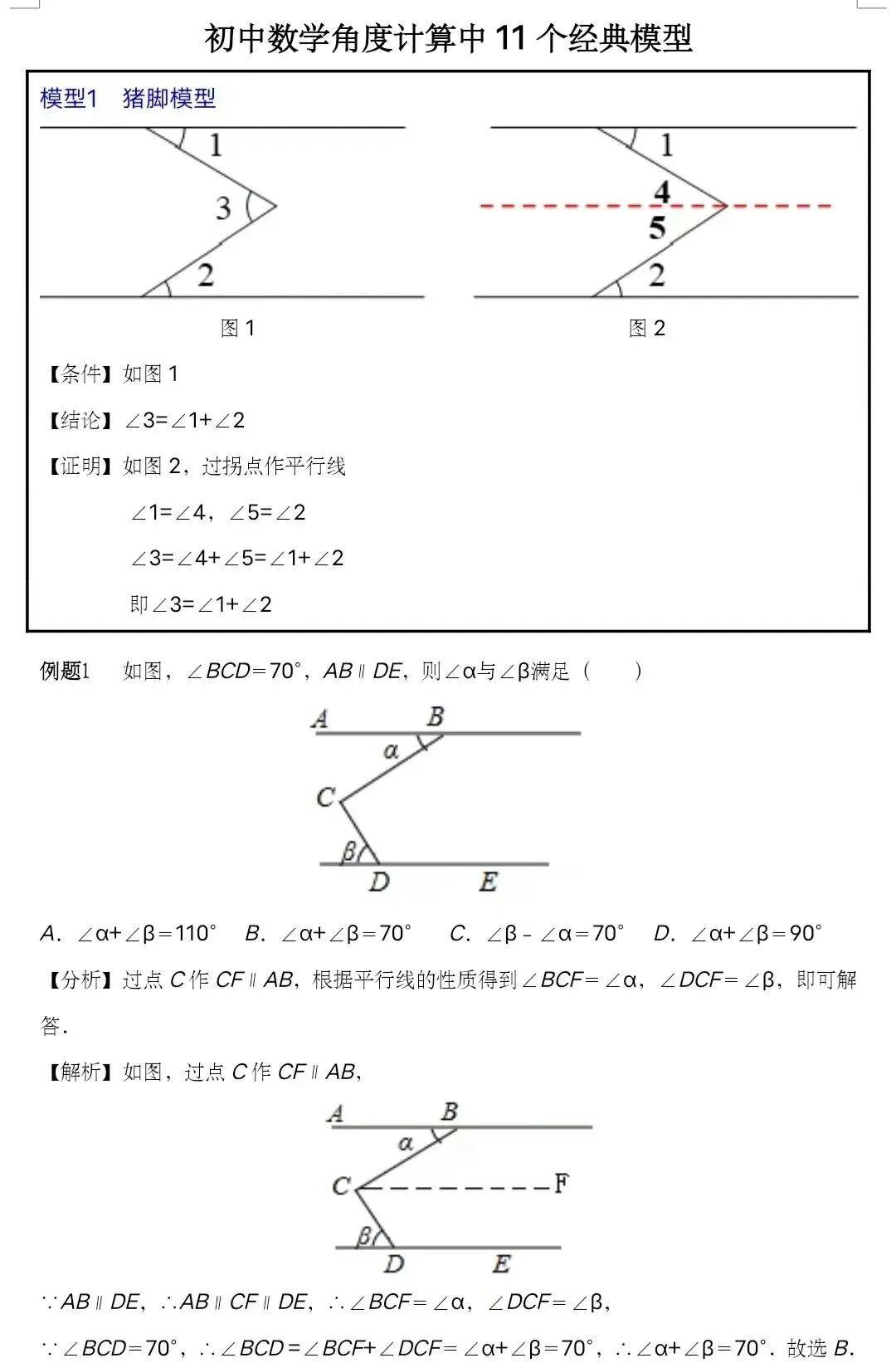 初中数学11个计算角度的辅助线模型 初中数学计算角度公式 潇湘读书社