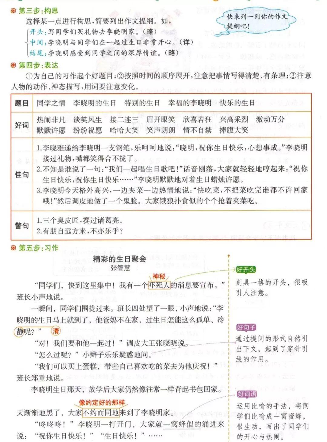 部编版语文三年级上册1-4单元口语交际+习作范文