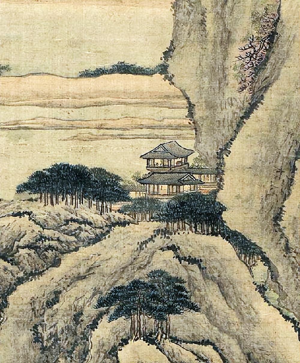 清代画家王云山水画作品《苍岩江渚》高清图片欣赏