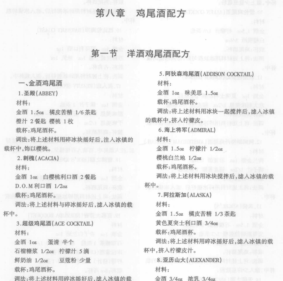 鸡尾酒调酒课程，各种酒配方技术，品酒演示（教学视频）